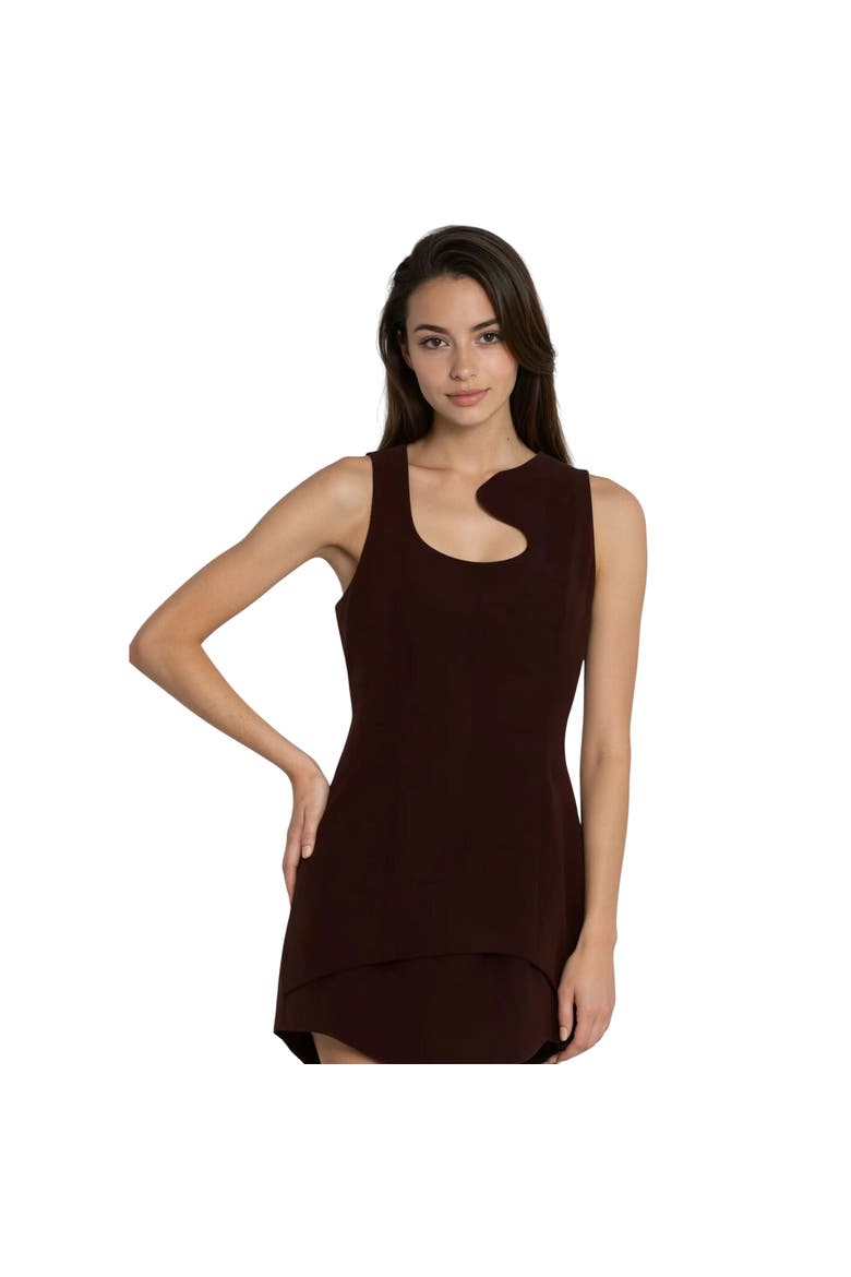 Neha Sleeveless Mini Dress, Alternate, color, BROWN
