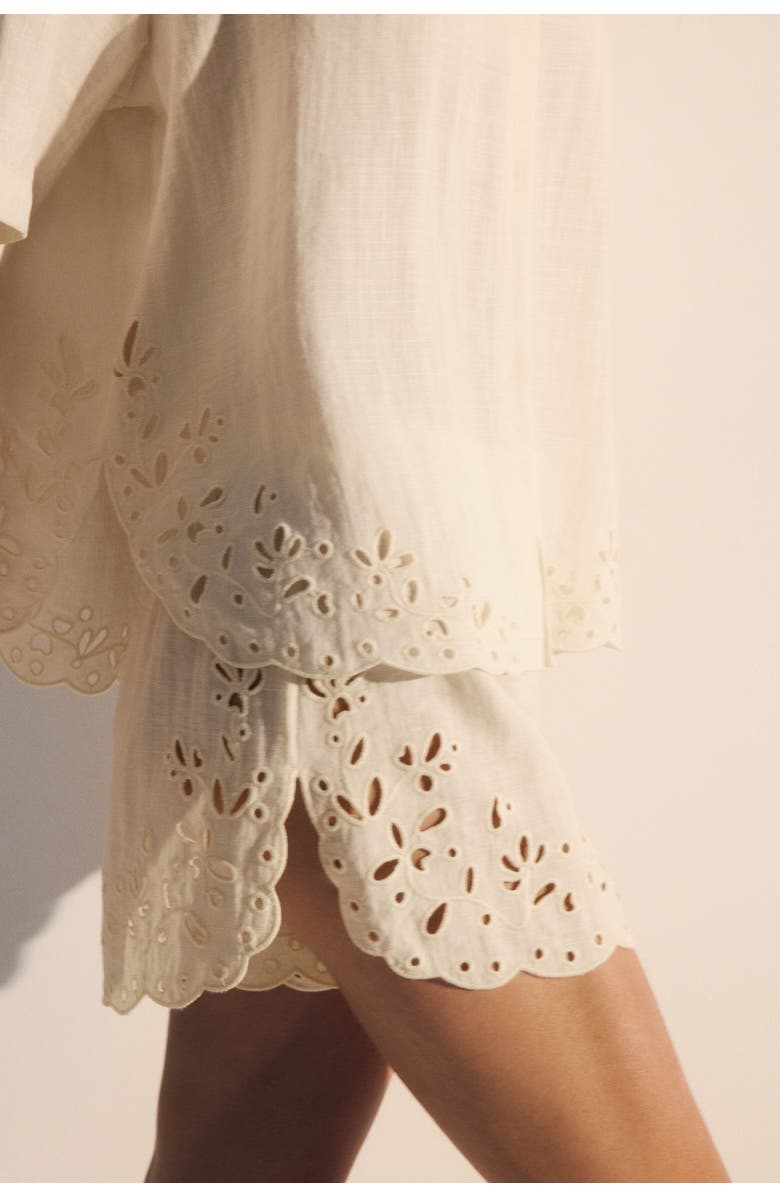 H&M Broderie Anglaise Beach Shirt, Alternate, color, Cream