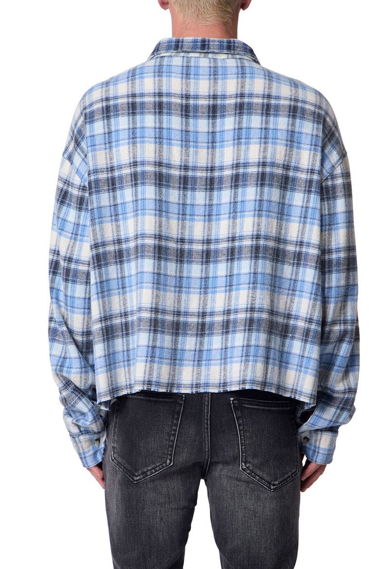 Washed Cropped Flannel Shirt, Alternate, color, BLUE
