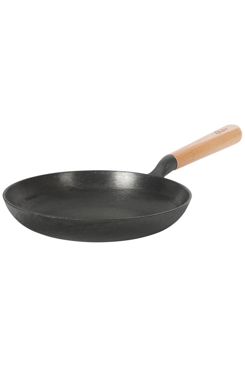 9.5 Inch Round Cast Iron Skillet with Wood Handle, Main, color, Black
