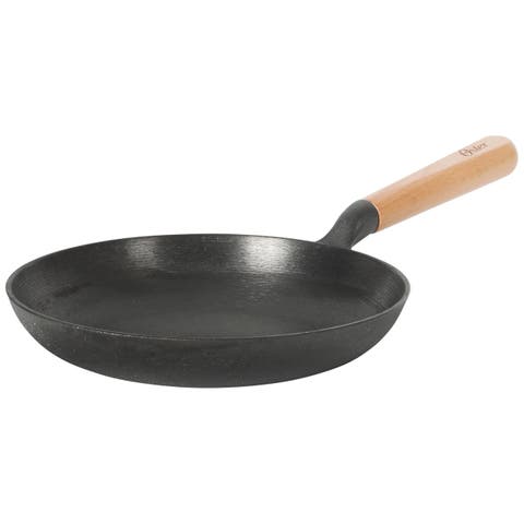 9.5 Inch Round Cast Iron Skillet with Wood Handle
