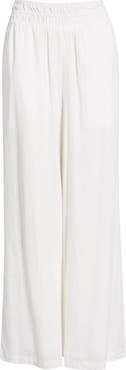 Treasure & Bond Linen Blend Smocked Waist Wide Leg Pants