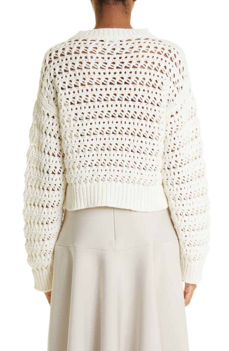 Fabiana Filippi Floral Appliqué Crochet Virgin Wool, Silk & Cashmere Sweater, Alternate, color,