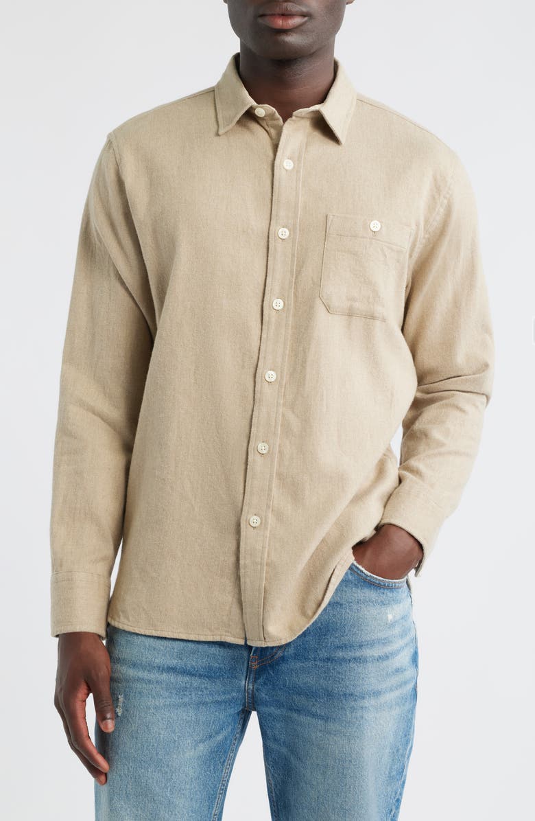 Pendleton Fremont Solid Flannel Button-Up Shirt, Main, color, Tan Heather
