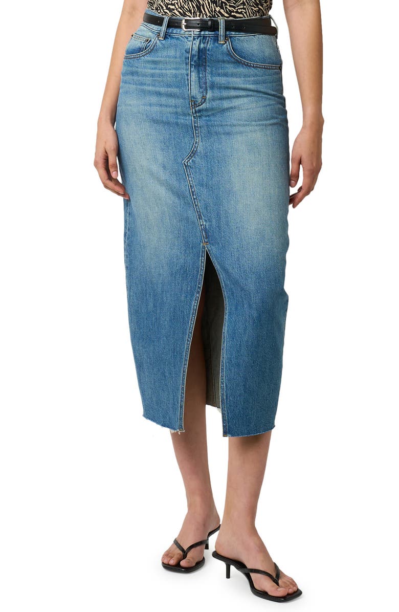 Equipment Manon Raw Hem Denim Midi Skirt, Main, color,