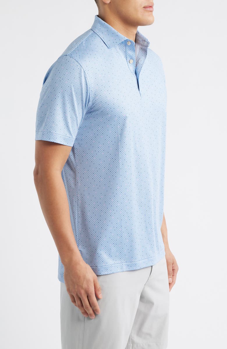 Peter Millar Barrier Microprint Performance Jersey Polo, Alternate, color, Stream Blue