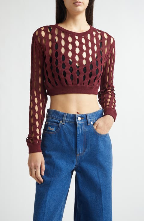 Perforated Crewneck Sweater