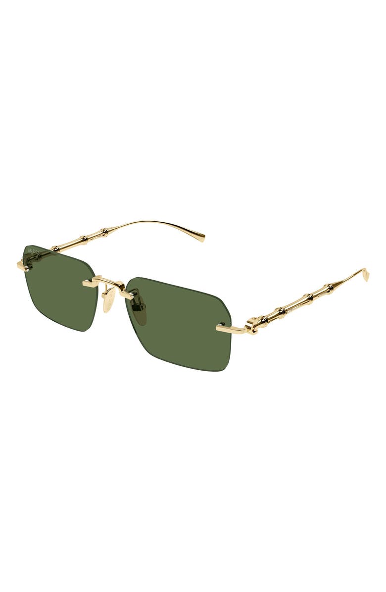 Gucci 56mm Rectangular Sunglasses, Alternate, color, Gold