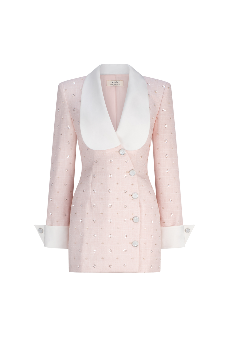Magda Blazer Dress, Alternate, color, Pink/White