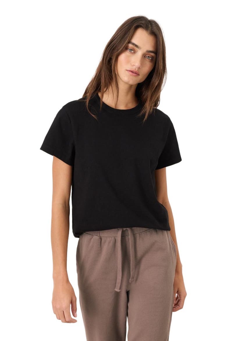 Organic Cotton Soft-Slub Essential Crewneck Tee, Alternate, color, Black