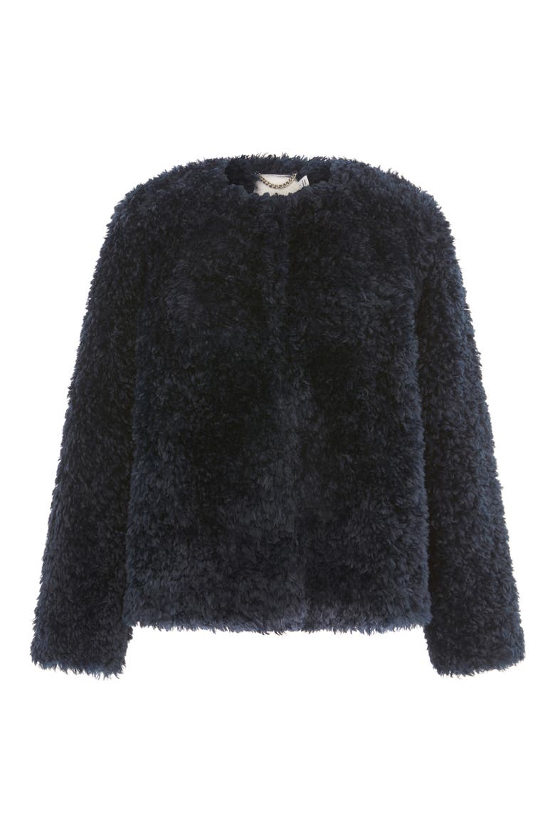 Francine Faux Shearling Jacket, Alternate, color, NAVY