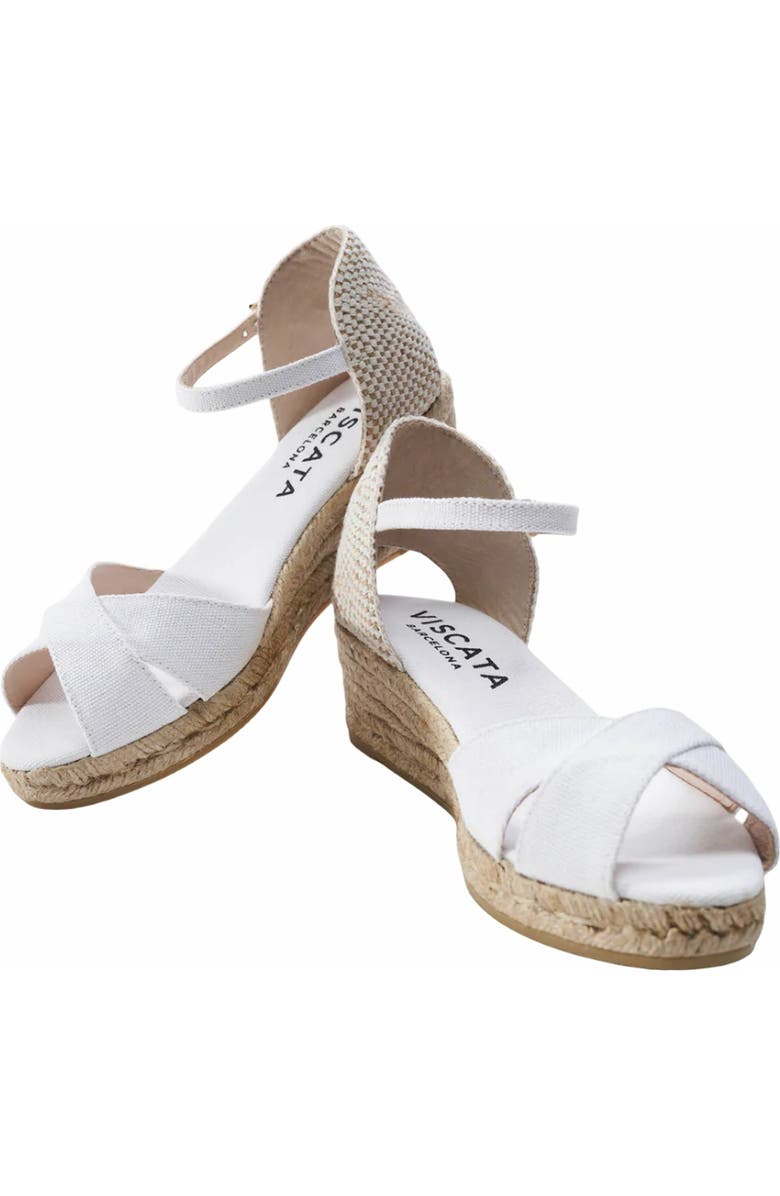 VISCATA Salina Canvas Espadrille Sandal Wedges, Alternate, color, White
