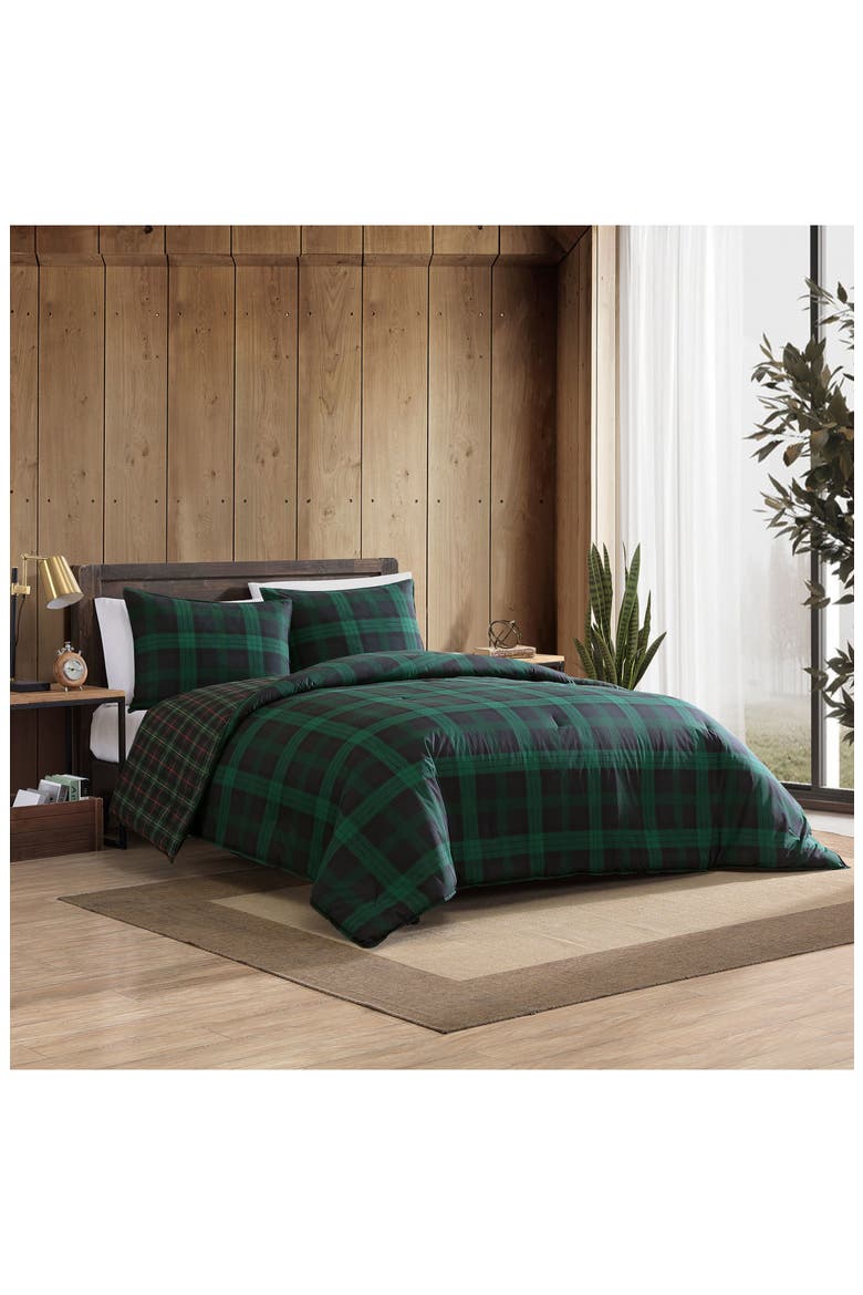 Woodland Tartan Plaid Twin Comforter Set, Alternate, color, PINE