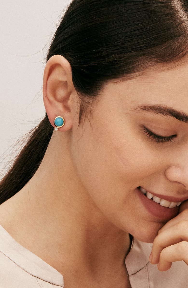 SYNA Cirra Cabochon Studs, Alternate, color, Turquoise