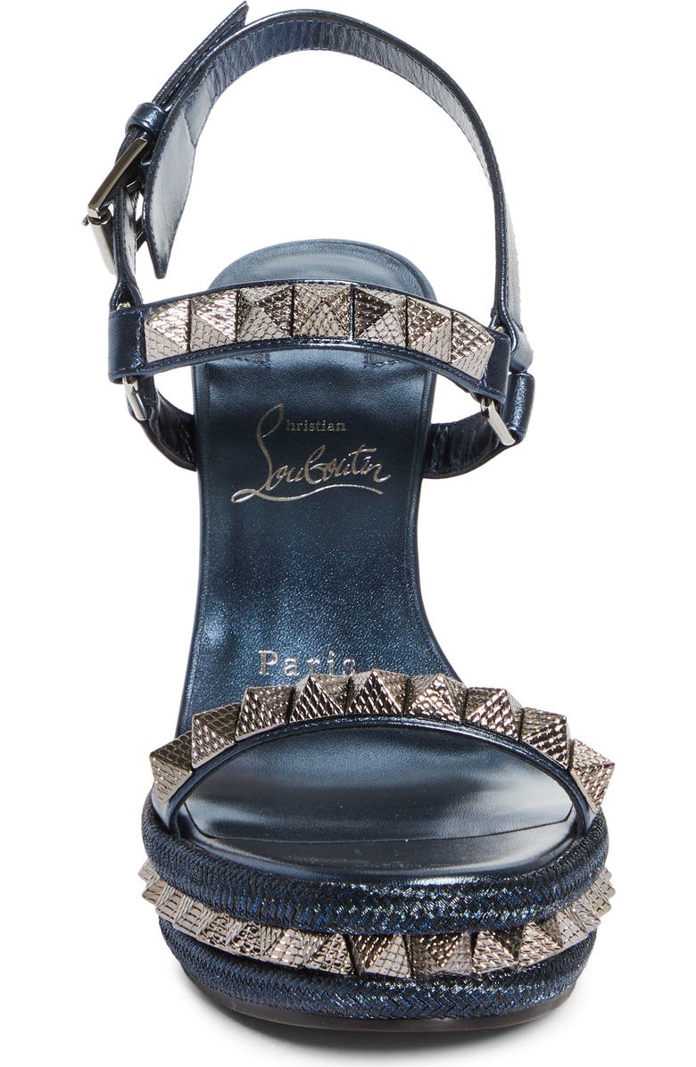 Christian Louboutin Pyraclou Wedge Sandal, Alternate, color, Last Night
