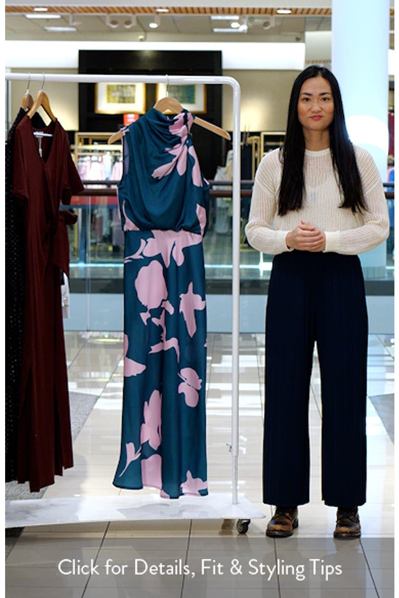 Anabelle Mock Neck Satin Midi Dress video