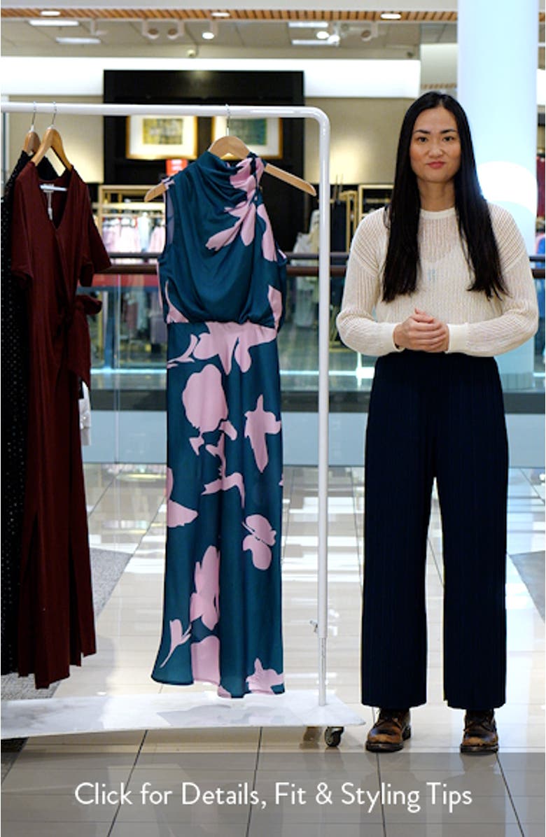 Anabelle Mock Neck Satin Midi Dress, sales video thumbnail