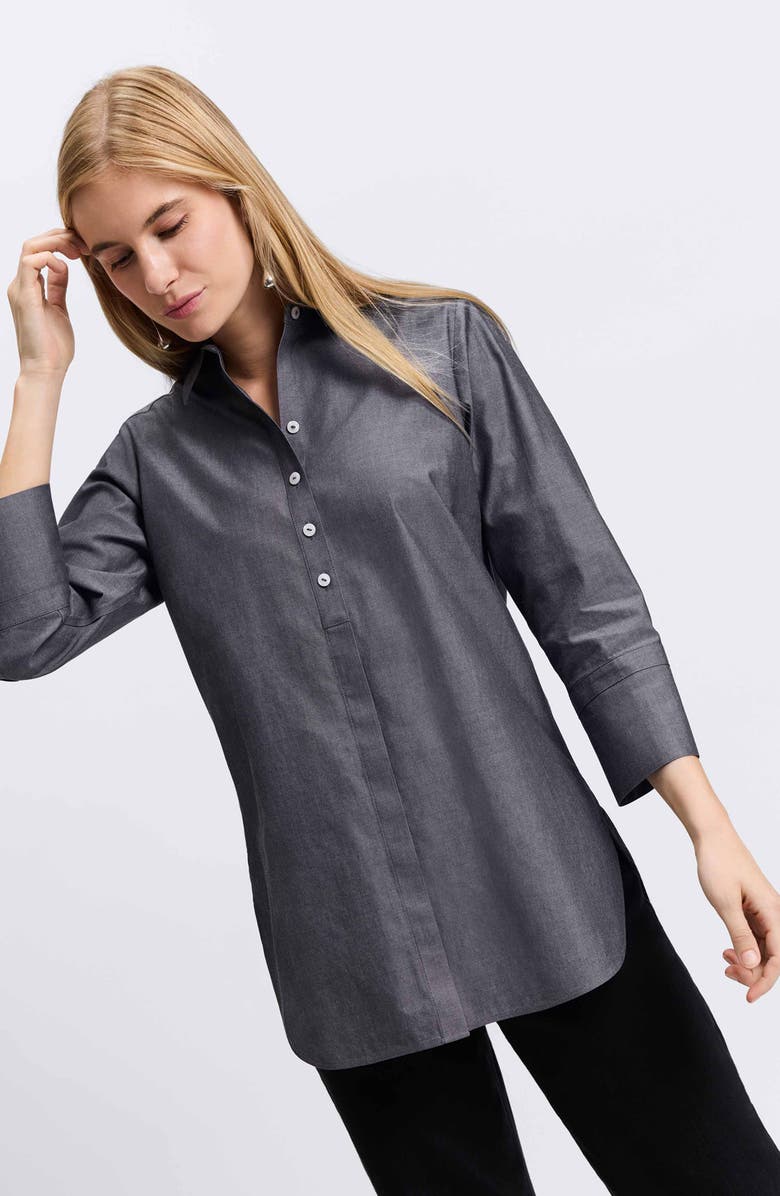 Foxcroft Madison Popover Cotton Oxford Shirt, Alternate, color, Charcoal