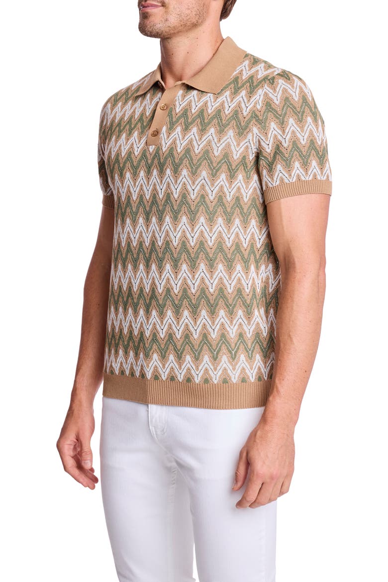 Zigzag Knit Polo, Alternate, color, TAN FOREST ZIG ZAG