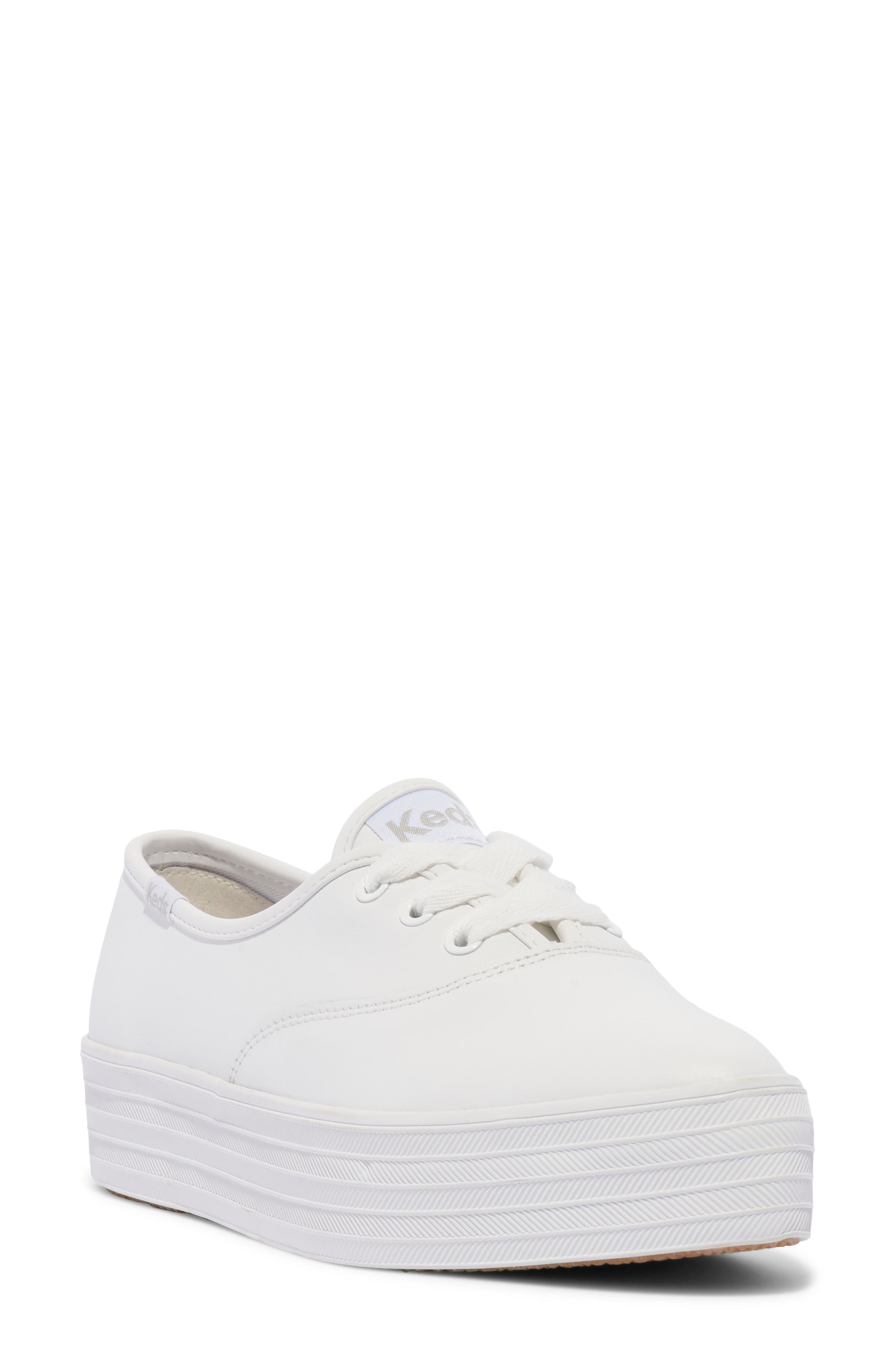 Keds<sup>®</sup> Point Leather Sneaker, Main, color, White Leather