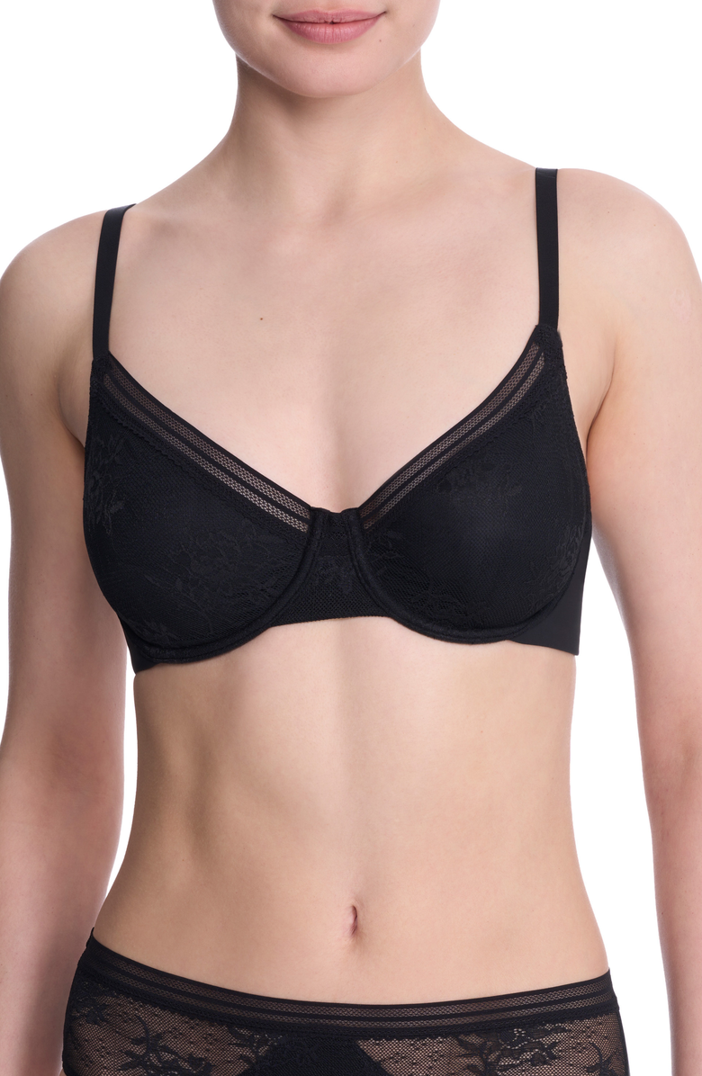 Natori Love Lace Unlined Back Smoothing T-Shirt Bra, Main, color, Black