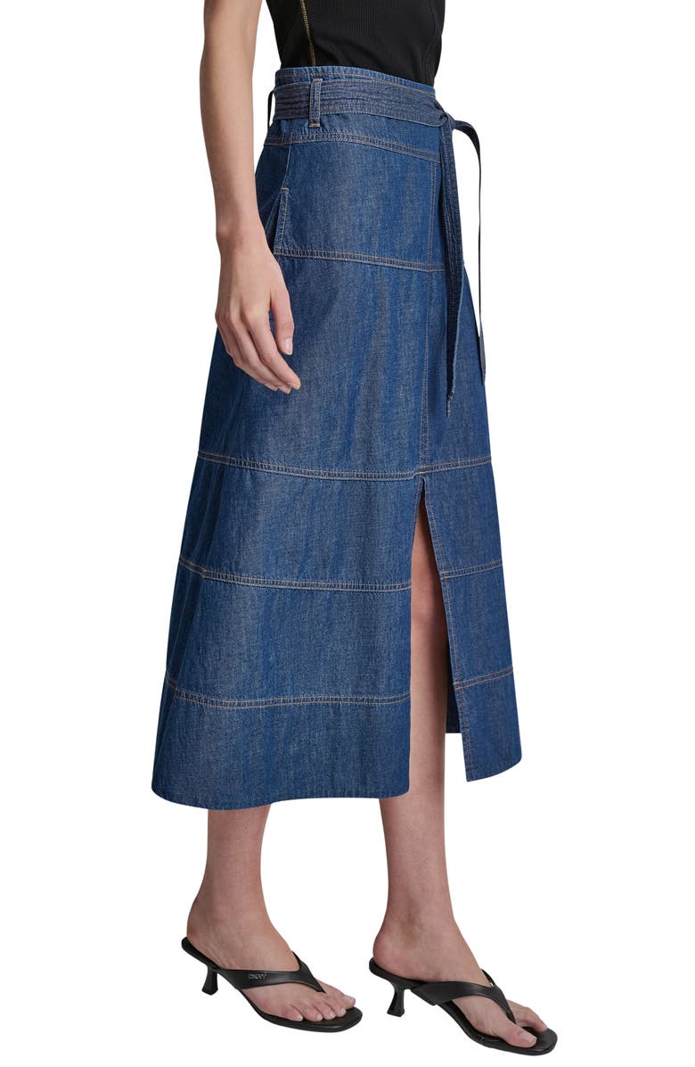 DKNY Crosby Denim Midi Skirt, Alternate, color, Crosby Wash
