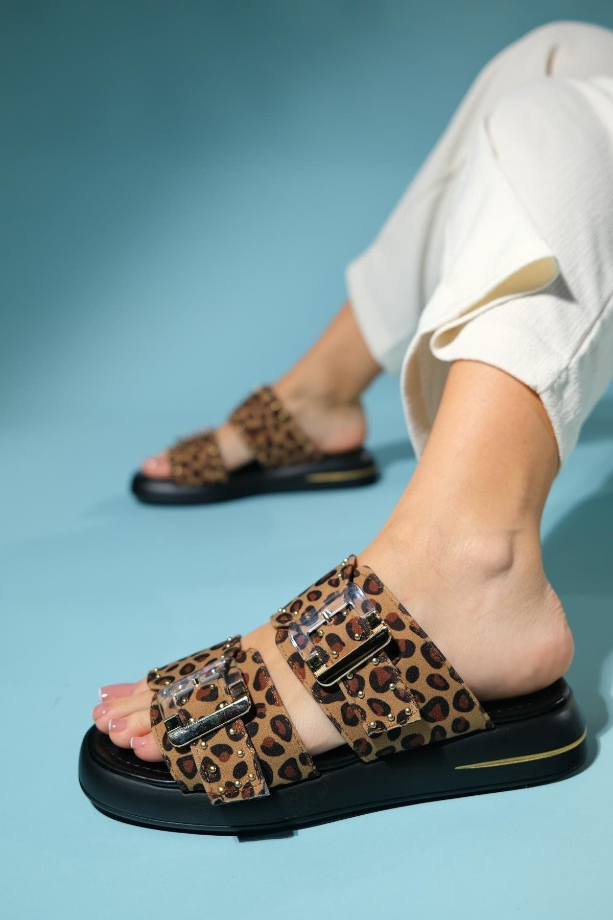 Prologue Shoes Zley Buckle Sandal, Alternate, color, Leopard Faux Leather