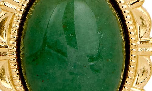 Savvy Cie Jewels Gold Plated Oval Green Aventurine Pendant With Snake Chain In Gold