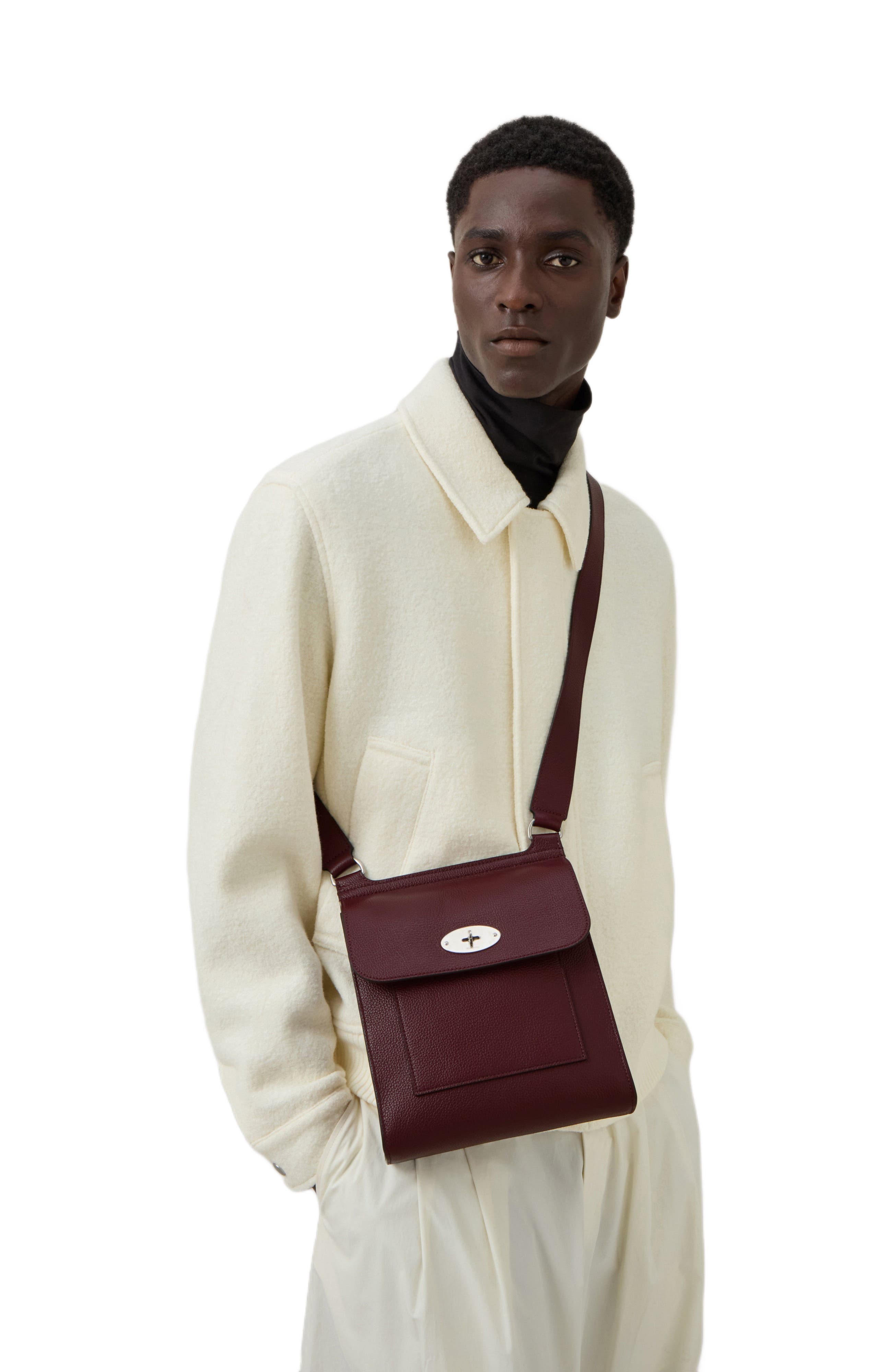 Mulberry Antony Leather Crossbody Bag, Alternate, color, Black Cherry