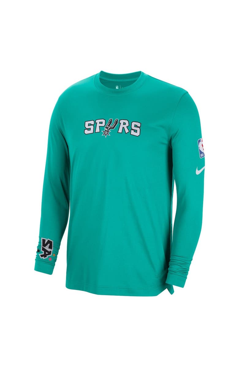 Nike Men's Nike Turquoise San Antonio Spurs 2022/23 City Edition Pregame Warmup Long Sleeve Shooting Shirt, Alternate, color, 