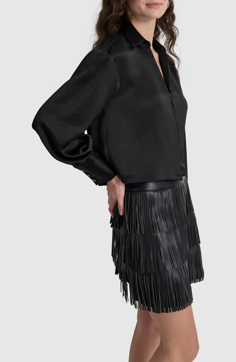 DKNY Satin Top, Alternate, color, Black