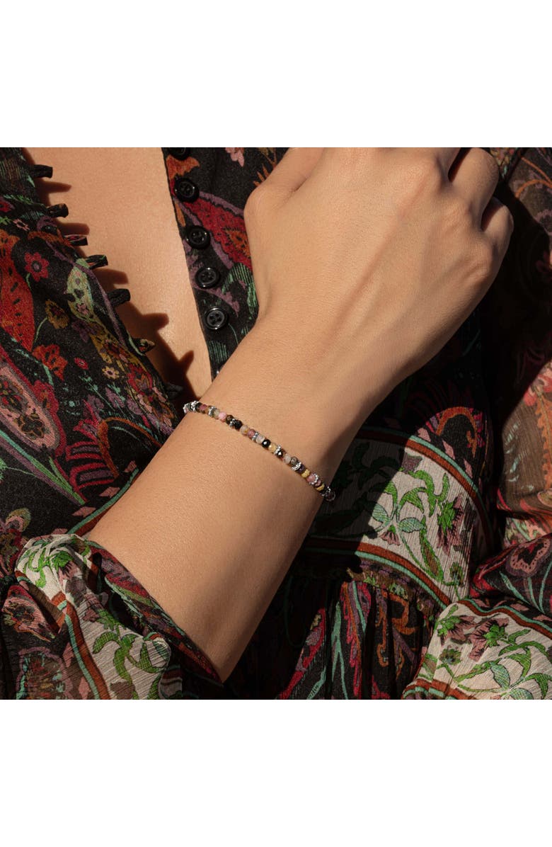 Karma and Luck Lavish Blessings Tourmaline Macrame Bracelet, Alternate, color, Multicolor/Silver