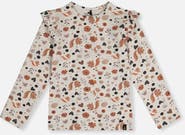 Deux par Deux Organic Cotton Squirrel Ruffle Shoulder Long Sleeve T-Shirt