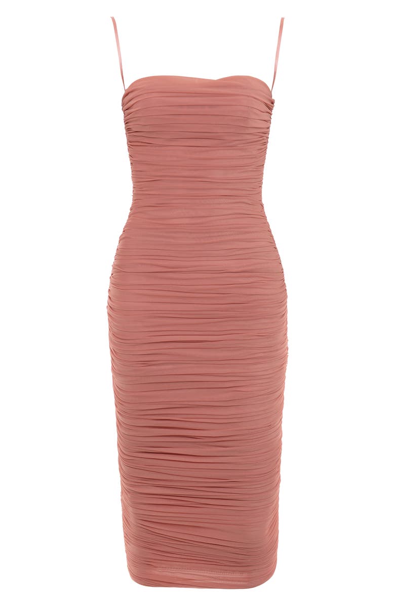 HOUSE OF CB Sirene Ruched Mesh Dress, Alternate, color, Antique Rose