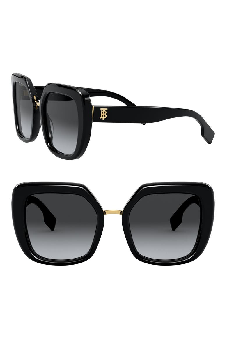 53mm Polarized Gradient Square Sunglasses, Main, color, BLACK/ GREY GRADIENT