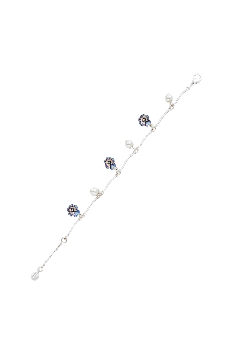 Pansy & Pearl Charm Bracelet, Alternate, color, Silver