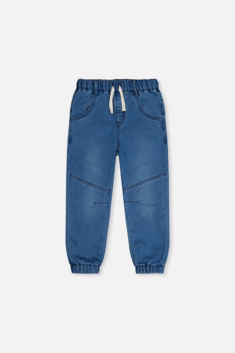 Elastic Cuffs Relaxed French Terry Denim Jogger Pants, Main, color, Light Blue Denim