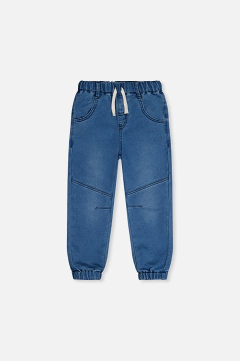 Elastic Cuffs Relaxed French Terry Denim Jogger Pants (Toddler, Little Kid & Big Kid)
