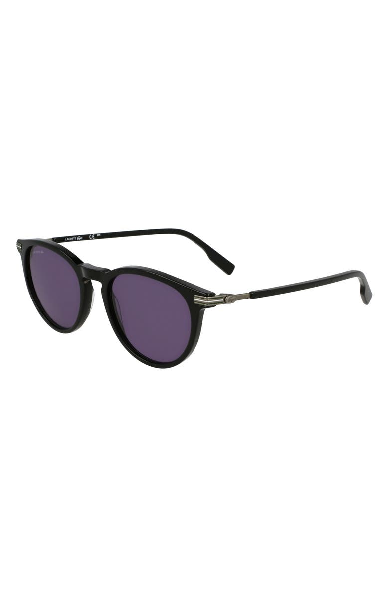 Lacoste The Line 51mm Round Sunglasses, Alternate, color, Black