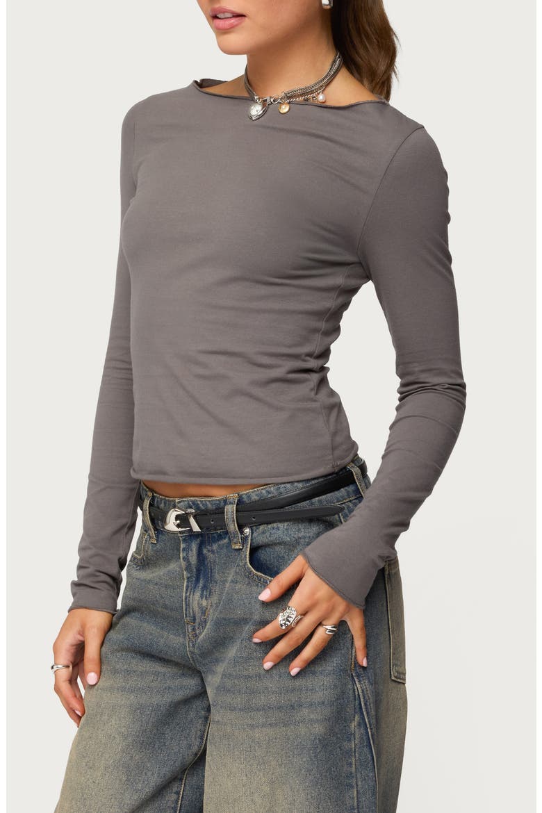 Nico Boat Neck Long Sleeve Top, Alternate, color, DARK-GRAY
