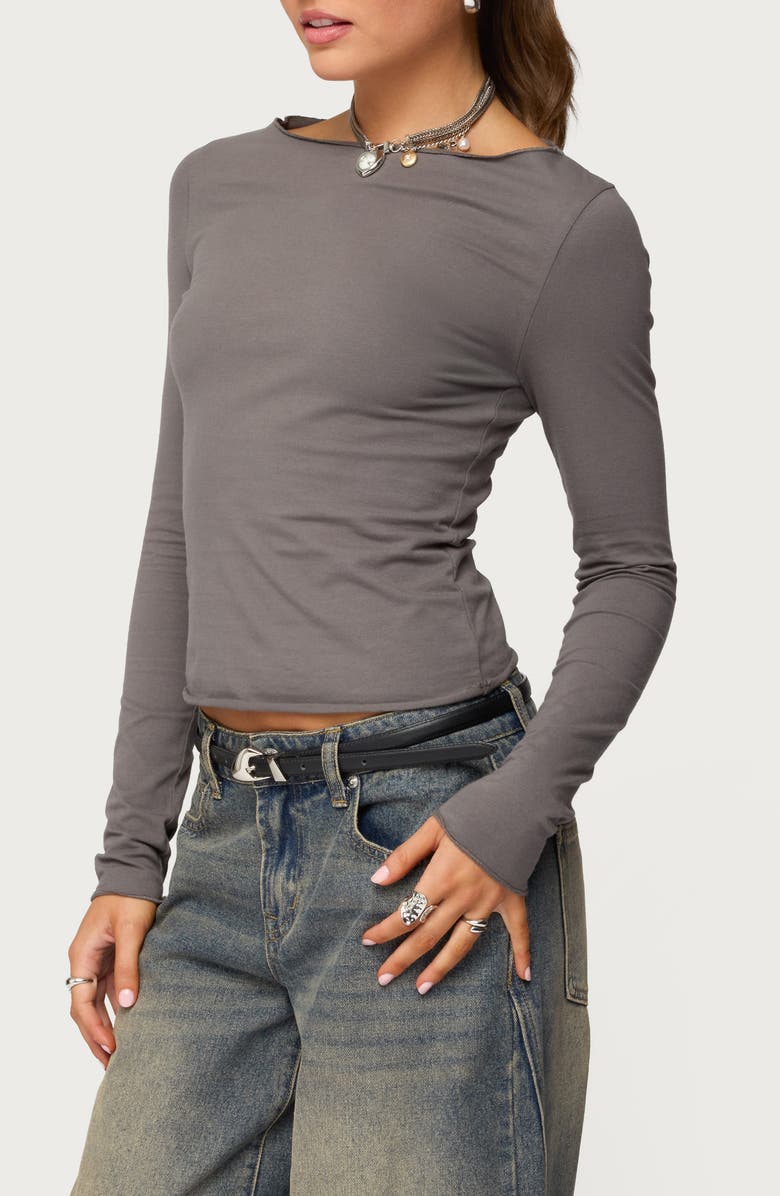 EDIKTED Nico Boat Neck Long Sleeve Top, Alternate, color, 