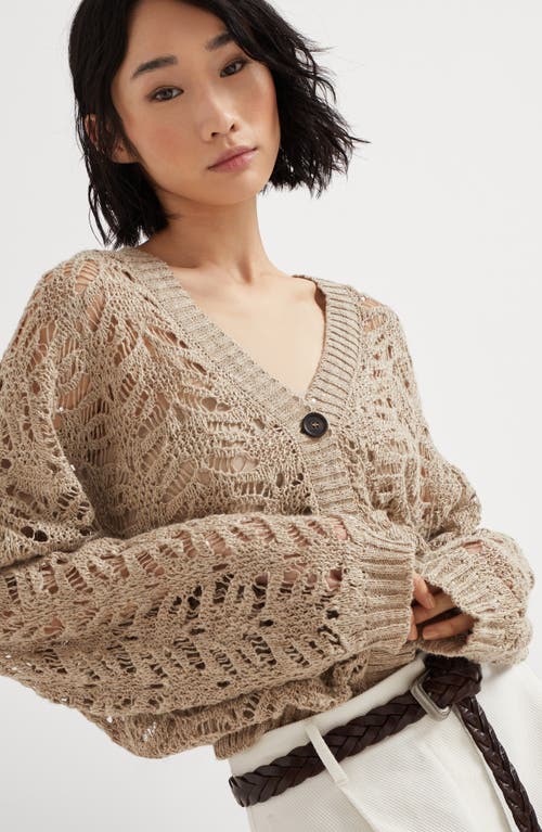 Shop Brunello Cucinelli Foliage Lace Cardigan In Beige