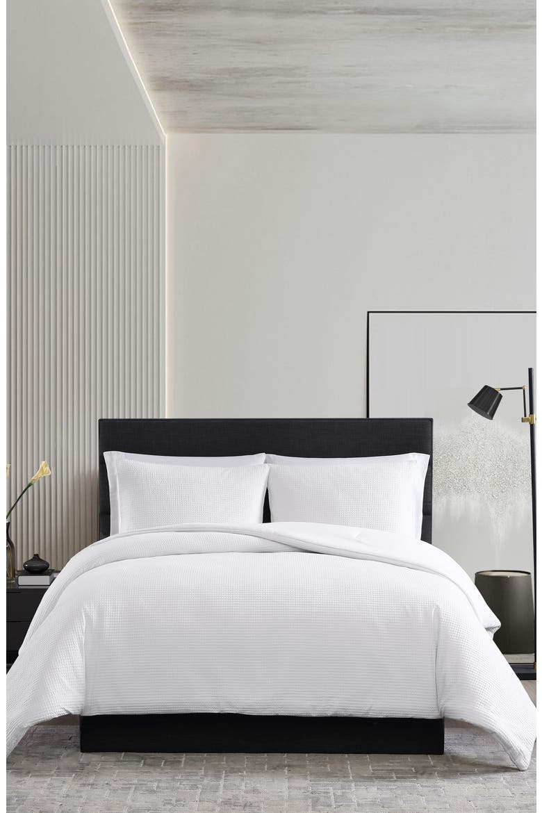 Waffle Piqué Comforter & Shams Set, Alternate, color, WHITE