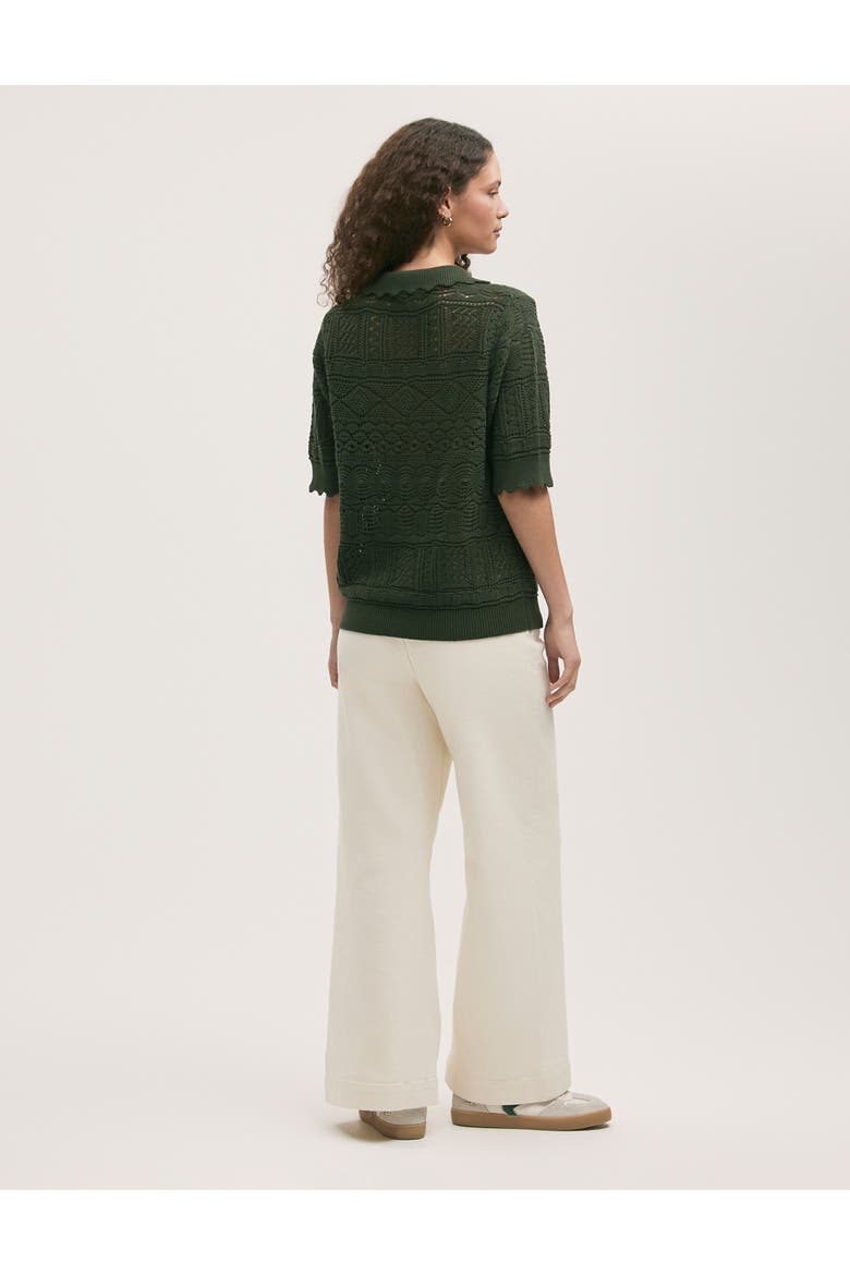 Marlowe Short Sleeve Crochet Cardigan, Alternate, color, Khaki
