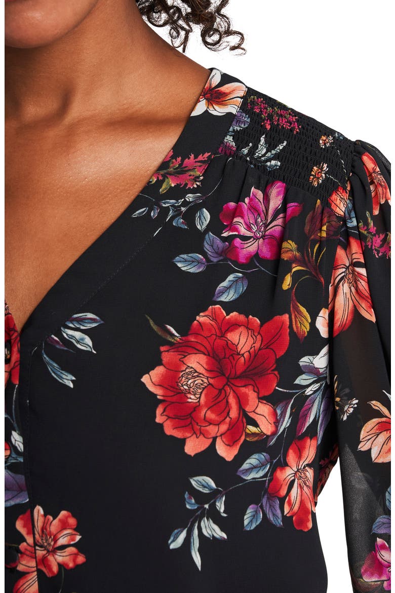 Magnolia Noir Floral Long Sleeve Top, Alternate, color, RICH BLACK