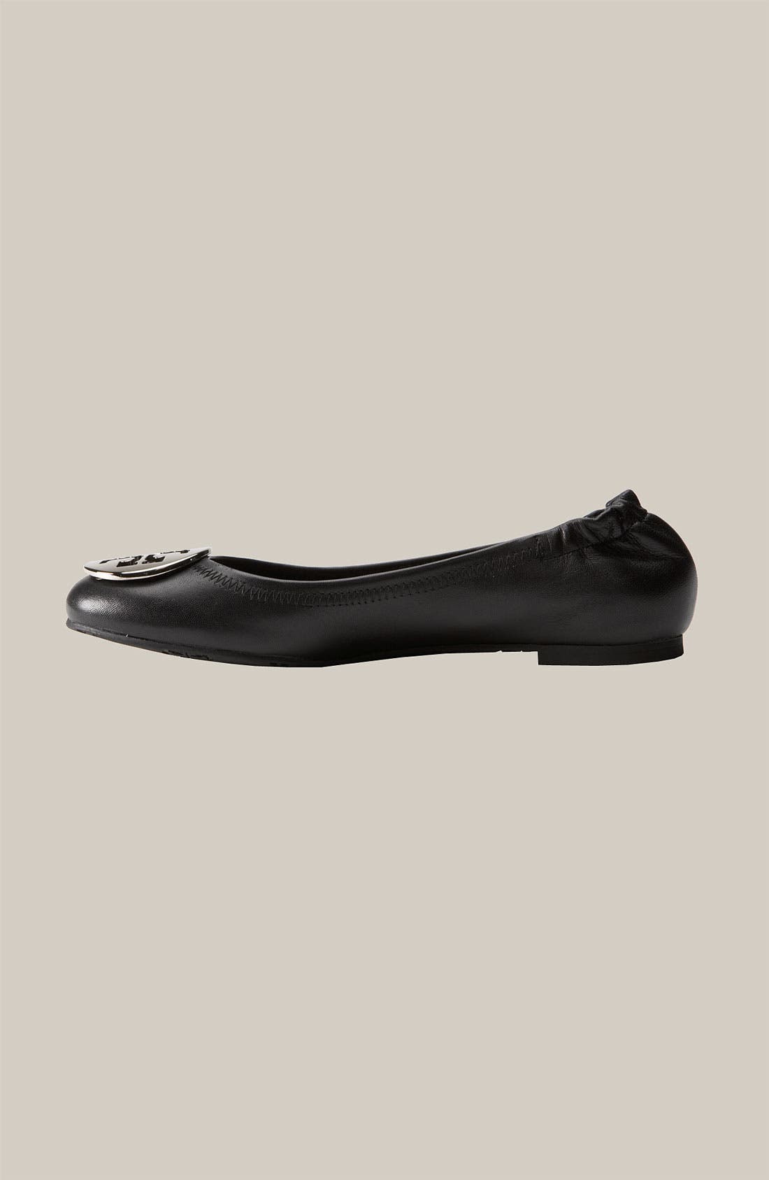 'Reva' Ballerina Flat, Alternate, color, BLACK W / SILVER LOGO
