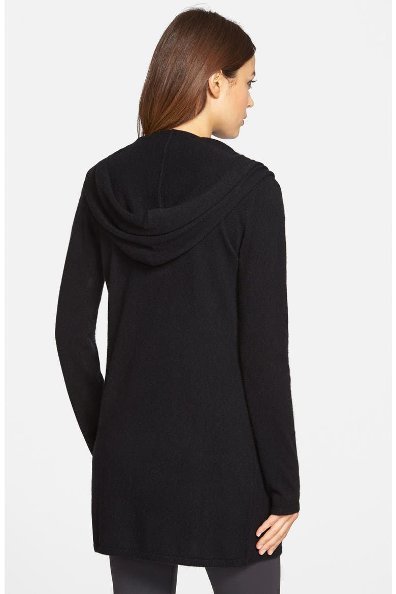 Cashmere Hooded Cardigan, Alternate, color, BLACK
