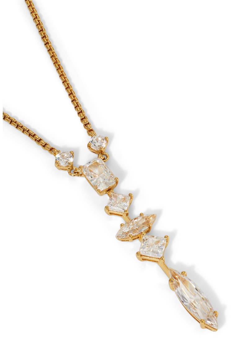 Short Cubic Zirconia Y-Necklace, Alternate, color, GOLD