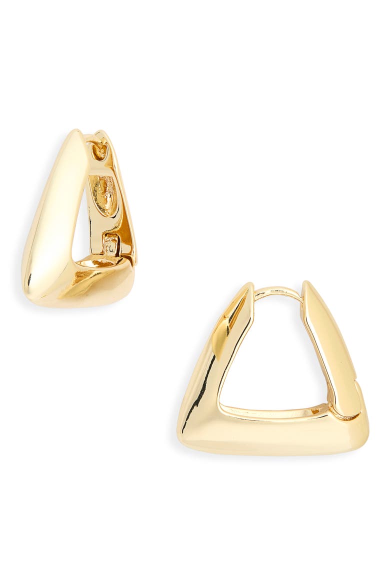 Demi Fine Triangle Hoop Earrings, Main, color, GOLD