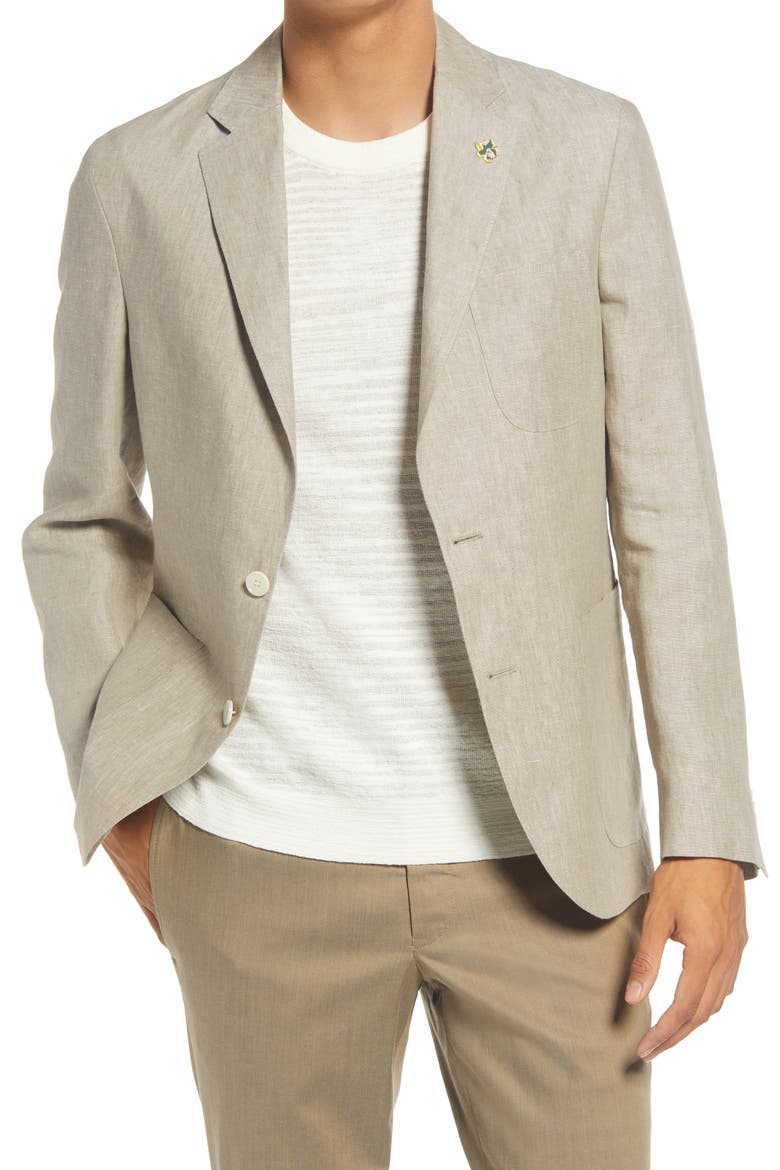 Tom Trim Fit Solid Linen Blazer, Main, color, TAN